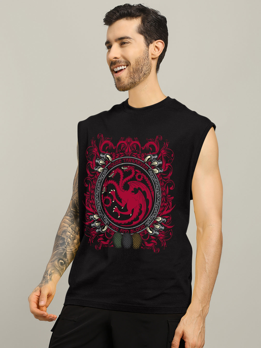 HOUSE OF DRAGON PRINTED GYM T-SHIRT (BLACK)
