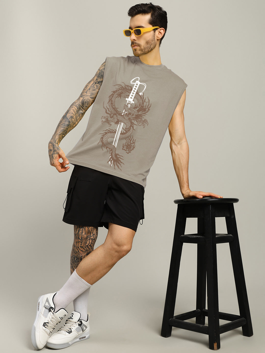 RYUJIN KAI PRINTED GYM T-SHIRT (GREY)