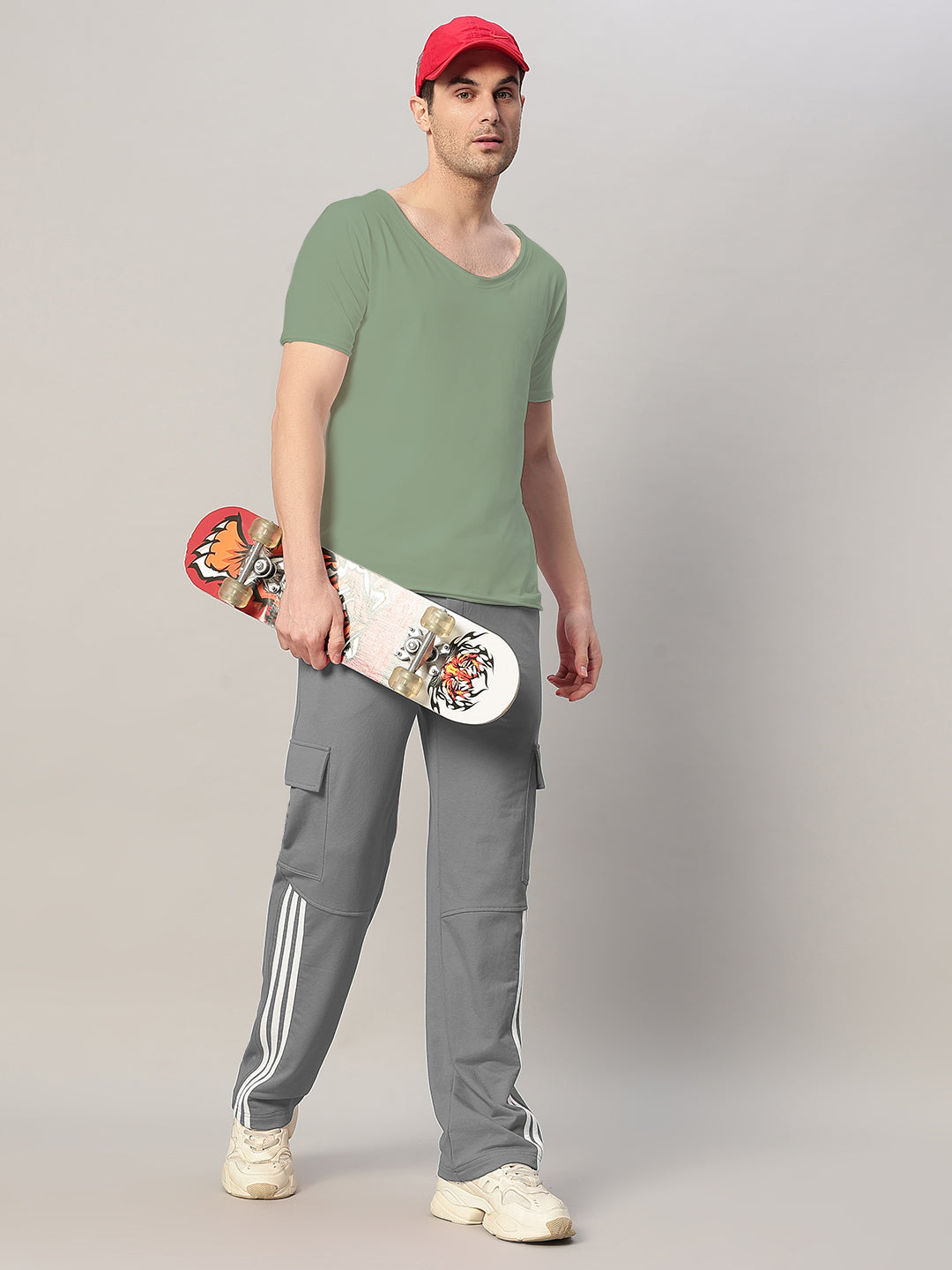 REDROIT 5 POCKET RELAXED FIT JOGGERS (GREY)