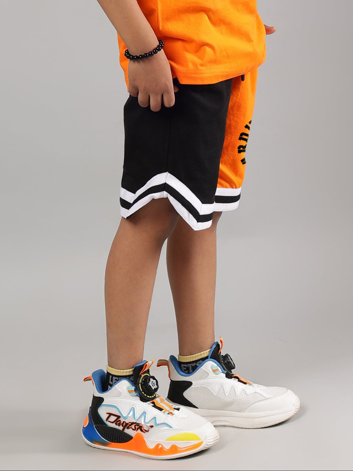 TRACK & FIELD SHORTS FOR BOYS & GIRLS (BLACK-ORANGE)