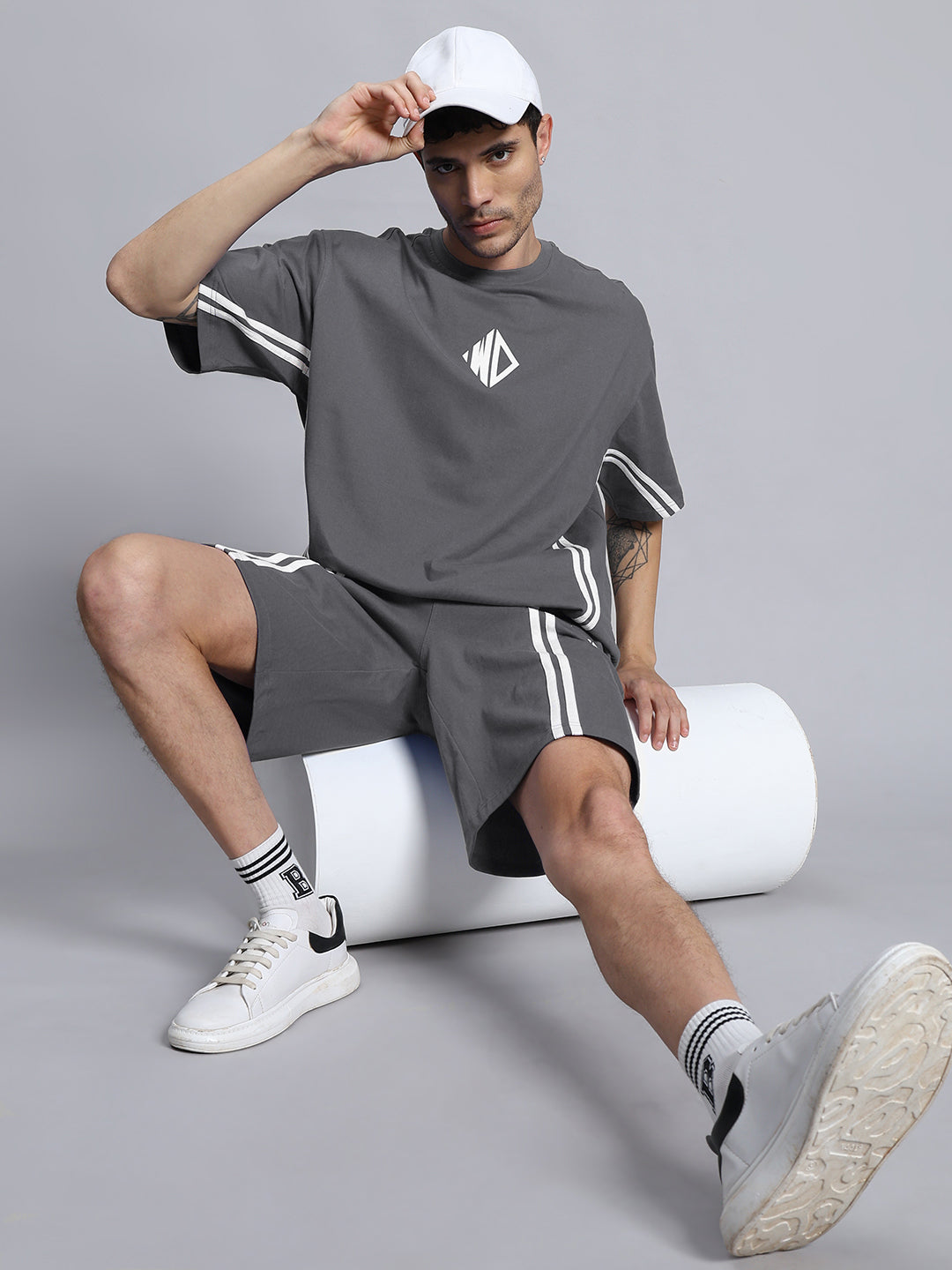 OUTLOOK SUMMER CO-ORD SHORTS SET (GREY)