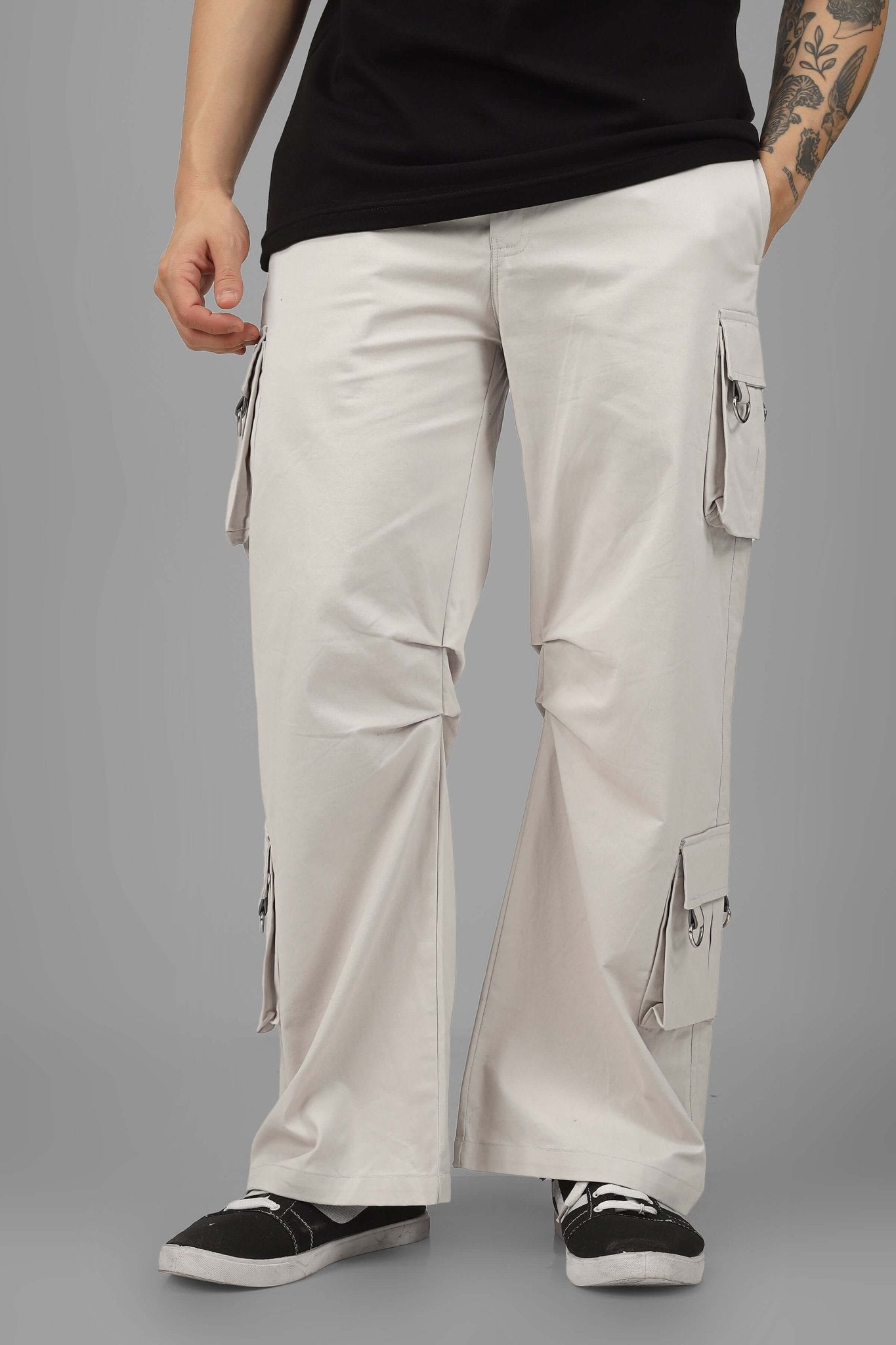 ARCADIA WHITE 6 POCKET CARGO PANTS WITH BUCKLE REFLECTOR - CARGO