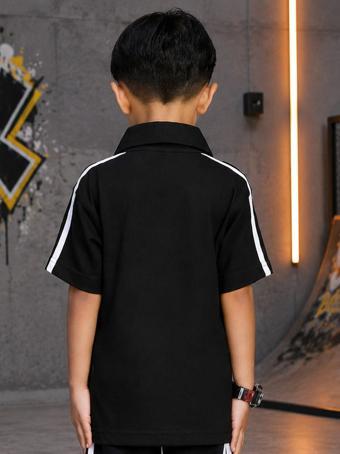 CHAMPION TRACK POLO T-SHIRT FOR BOYS GIRLS BLACK