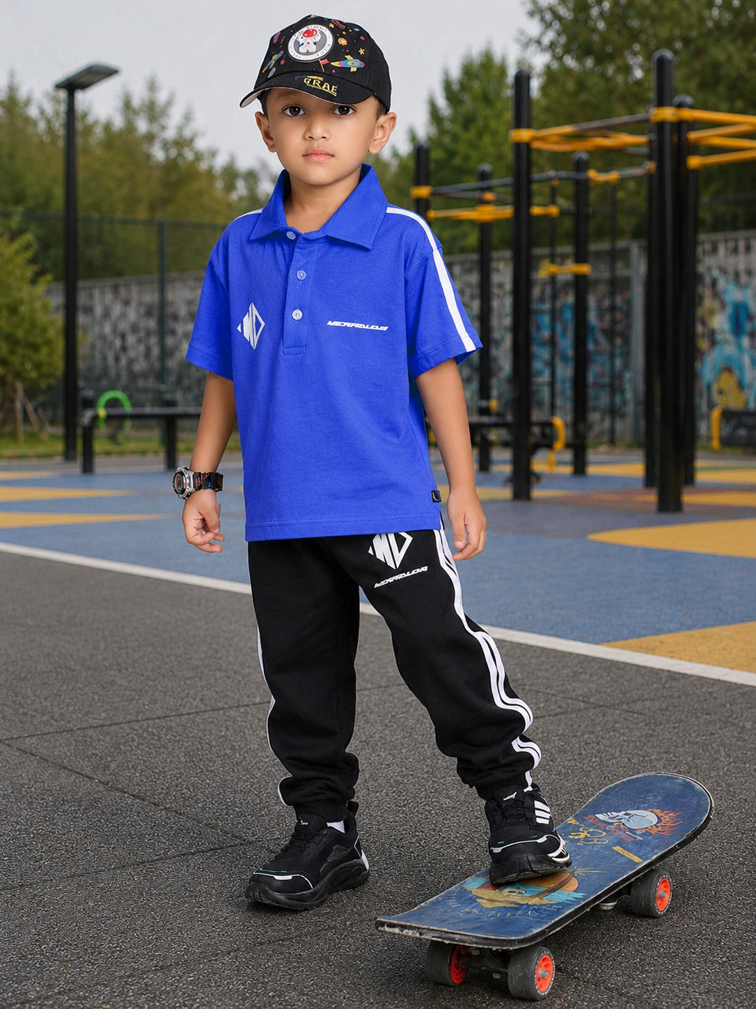 CHAMPION TRACK POLO CO-ORD FOR BOYS GIRLS BLUE