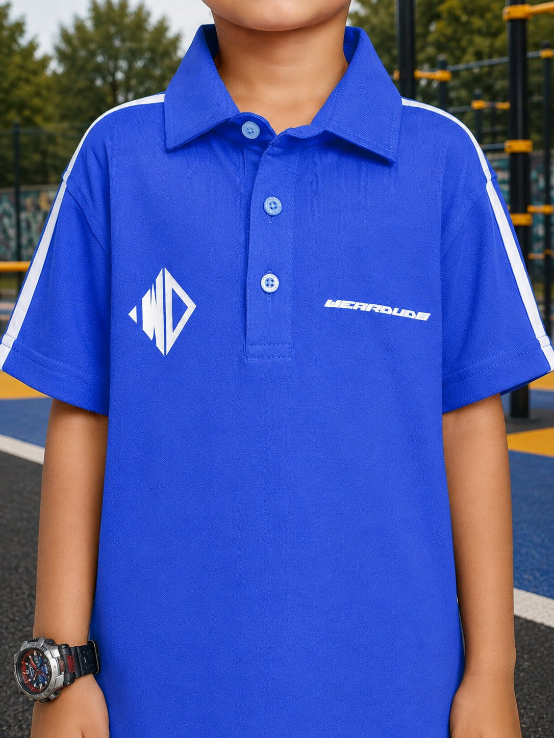 CHAMPION TRACK POLO T-SHIRT FOR BOYS GIRLS BLUE