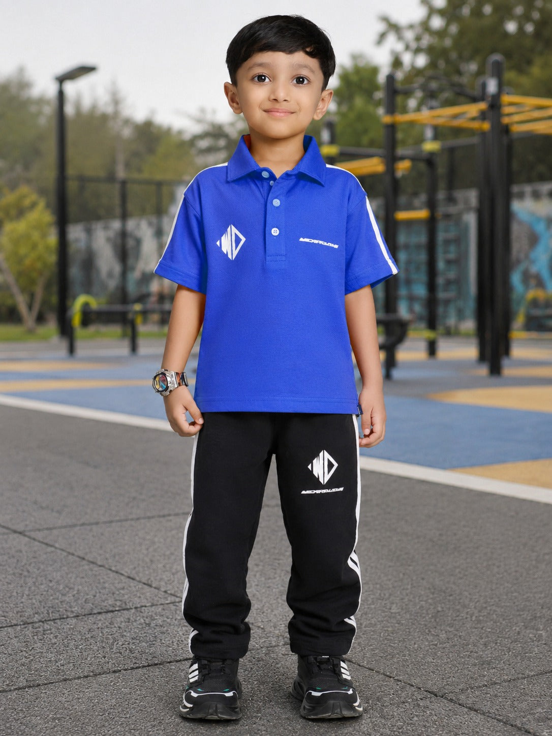CHAMPION TRACK POLO CO-ORD FOR BOYS GIRLS BLUE
