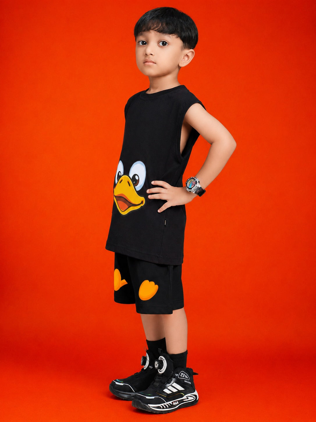 QUACK ATTACK GRAPHIC T-SHIRT FOR BOYS GIRLS BLACK