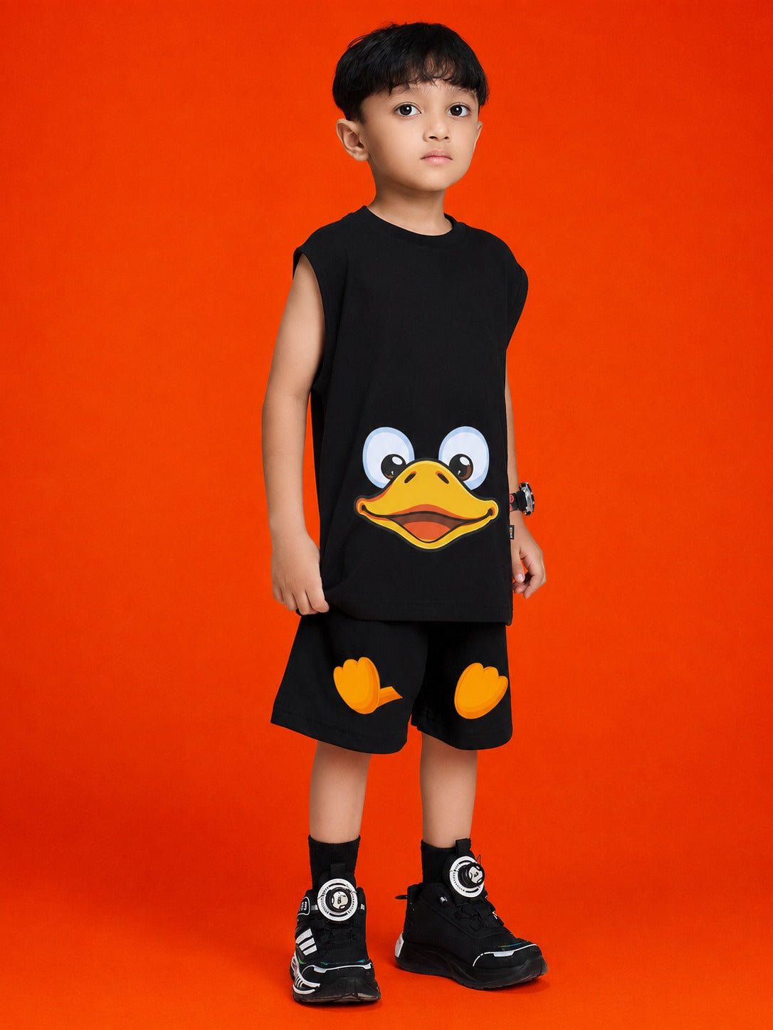 QUACK ATTACK GRAPHIC T-SHIRT FOR BOYS GIRLS BLACK