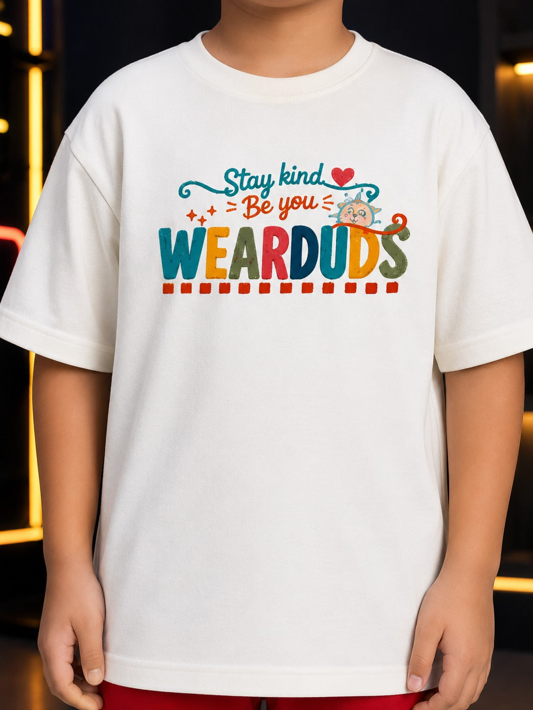 STAY KIND GRAPHIC T-SHIRT FOR BOYS GIRLS WHITE RED