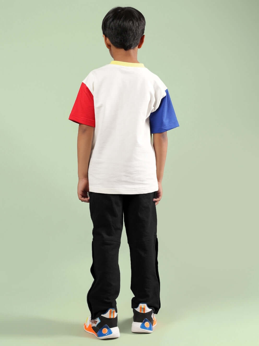 ADONIS CO-ORD FOR BOYS GIRLS OFF WHITE-BLACK unisex co-ord set with soft breathable fabric, stylish top and pants.