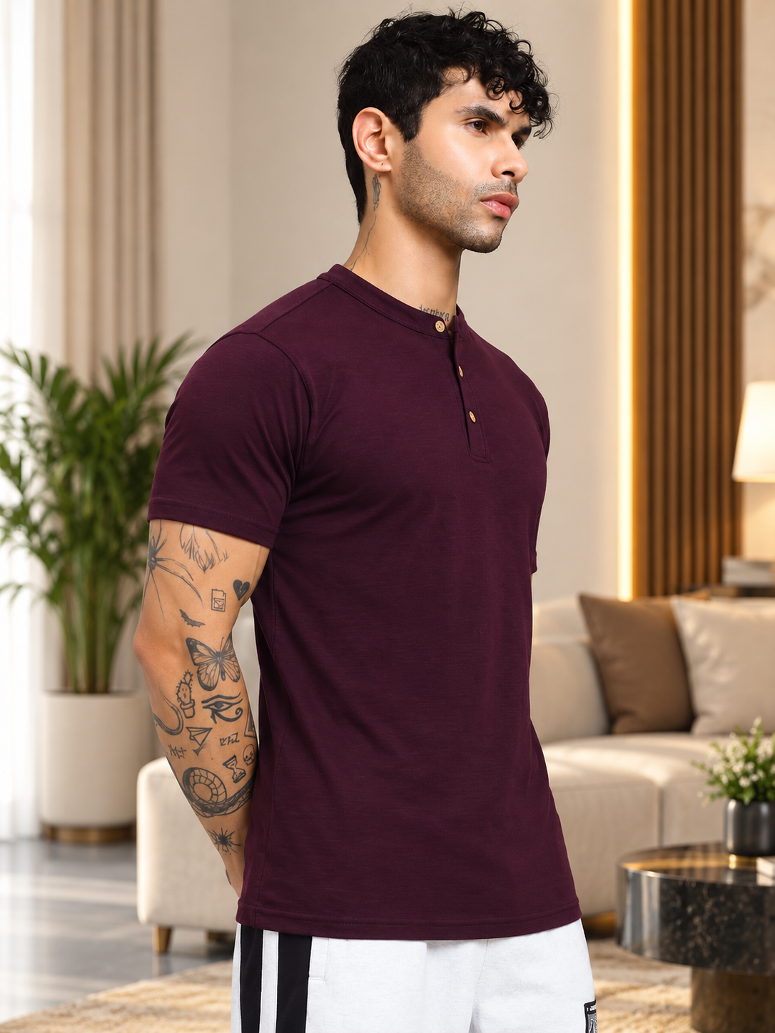 ALBET REGULAR FIT T-SHIRT MAROON - Wearduds, view 2
