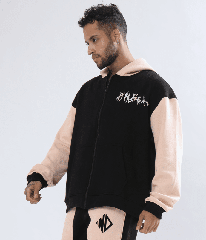 ANGEL WINGS FLEECE COLORBLOCK ZIPPER HOODIE - Hoodie