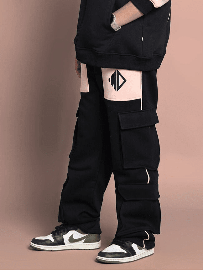 ANGEL WINGS FLEECE JOGGER FOR BOYS & GIRLS BLACK BEIGE - KIDS JOGGER