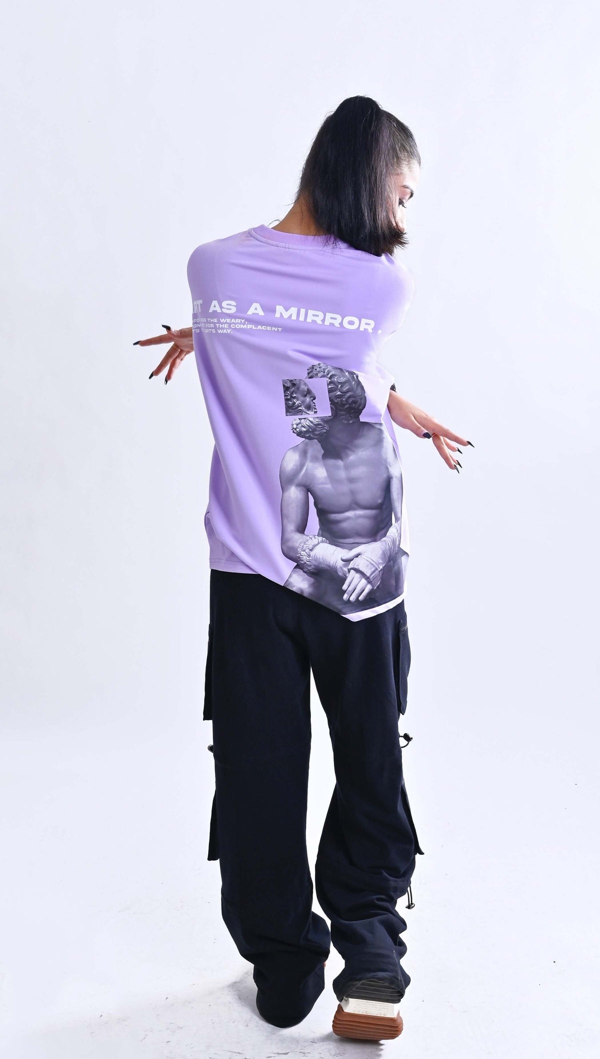 WOMENS ART AS A MIRROR OVER-SIZED T-SHIRT LILAC - Wearduds, view 2
