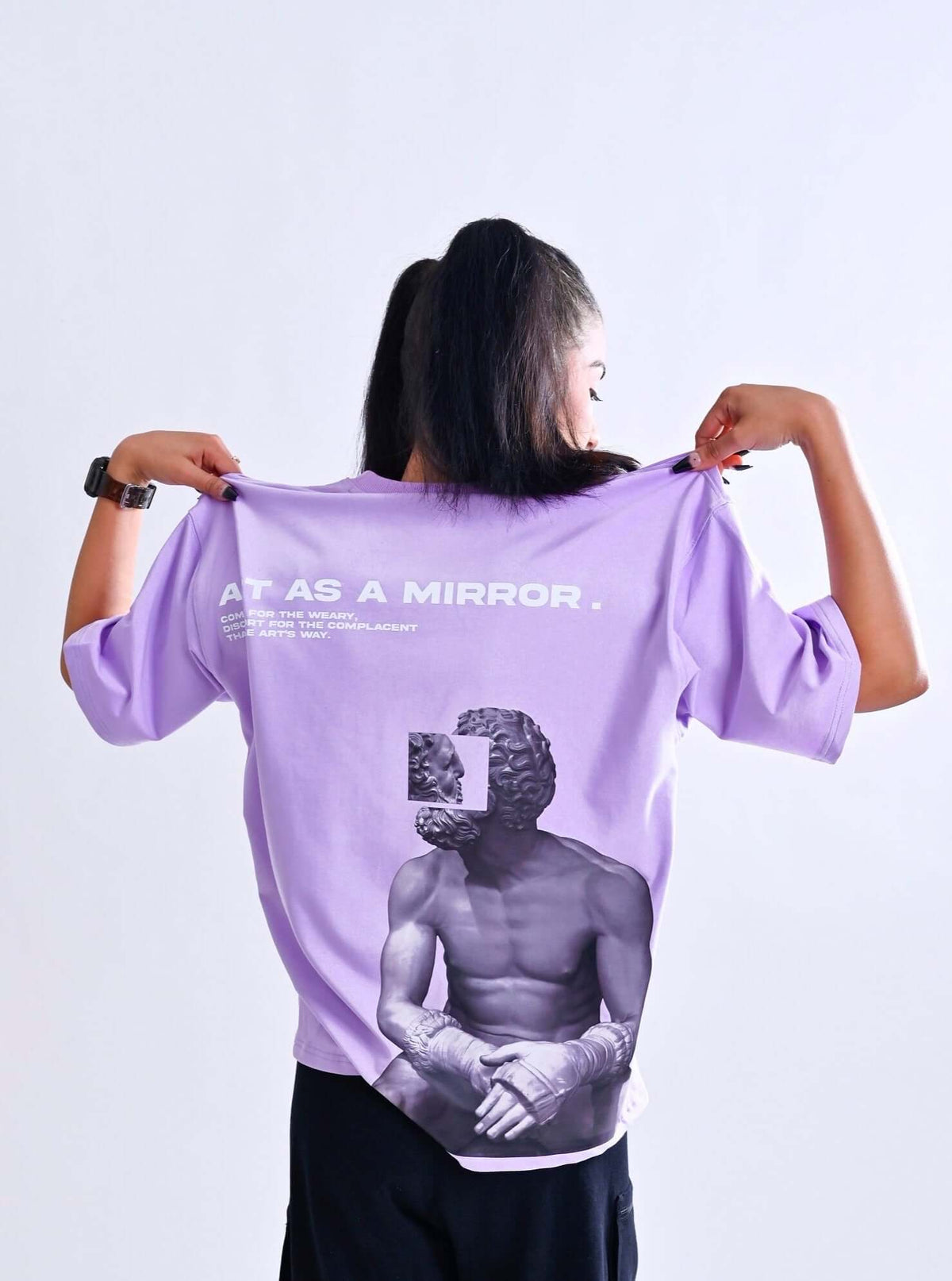 WOMENS ART AS A MIRROR OVER-SIZED T-SHIRT LILAC - Wearduds, view 1