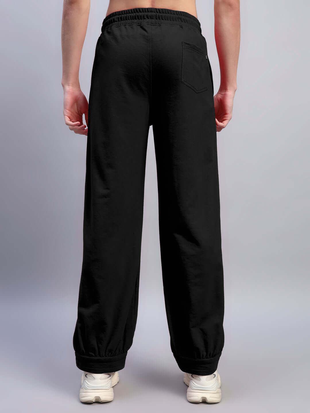 Back view of Austrian Relaxed-Fit Joggers Black showcasing the relaxed silhouette and sleek design.