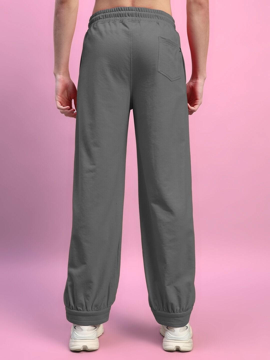 Back view of Austrian Relaxed-Fit Joggers Grey on a person, showcasing comfortable and stylish fit.