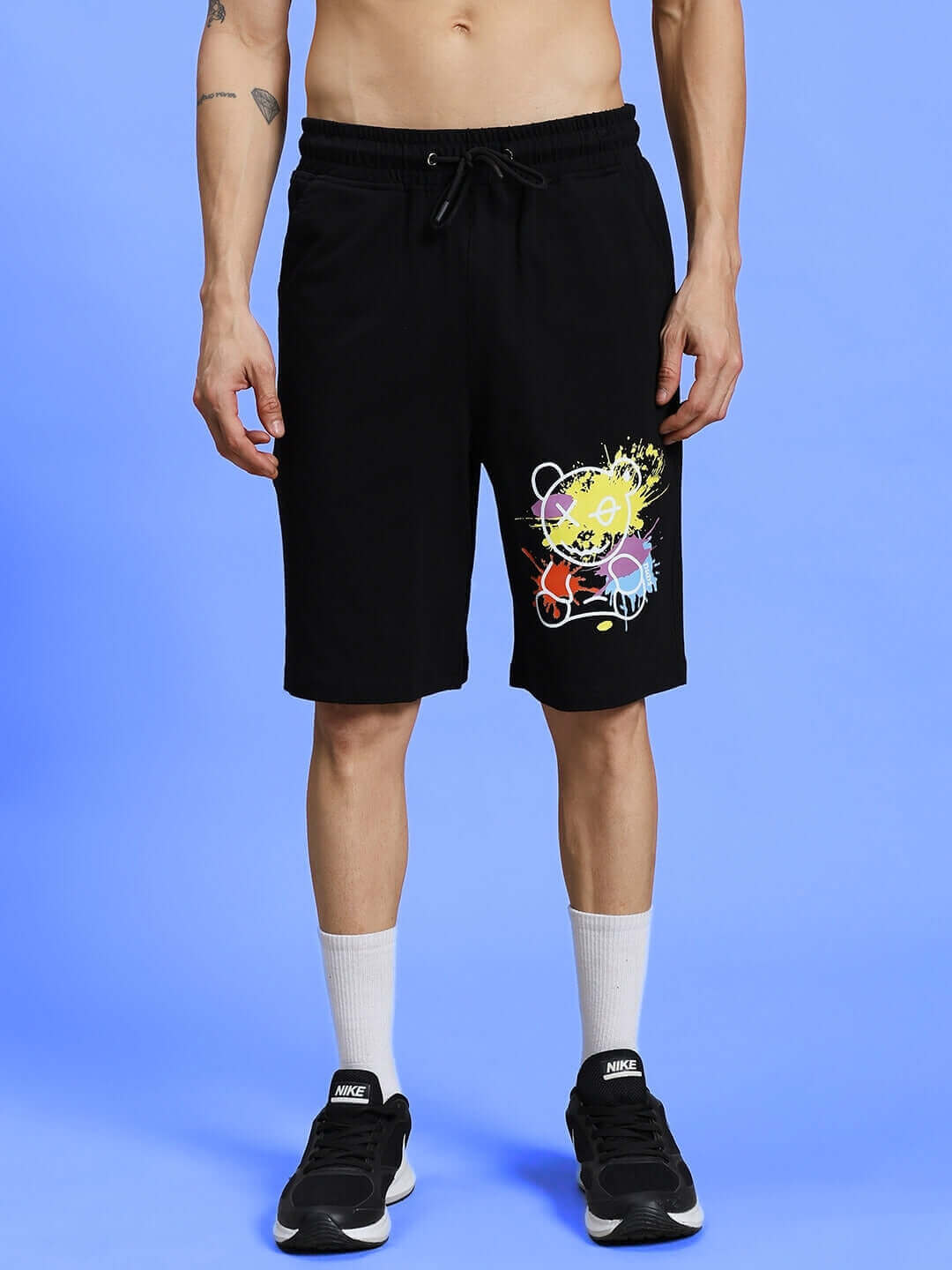 BE KIND REGULAR FIT SHORTS BLACK with colorful design, perfect for everyday style and comfort.