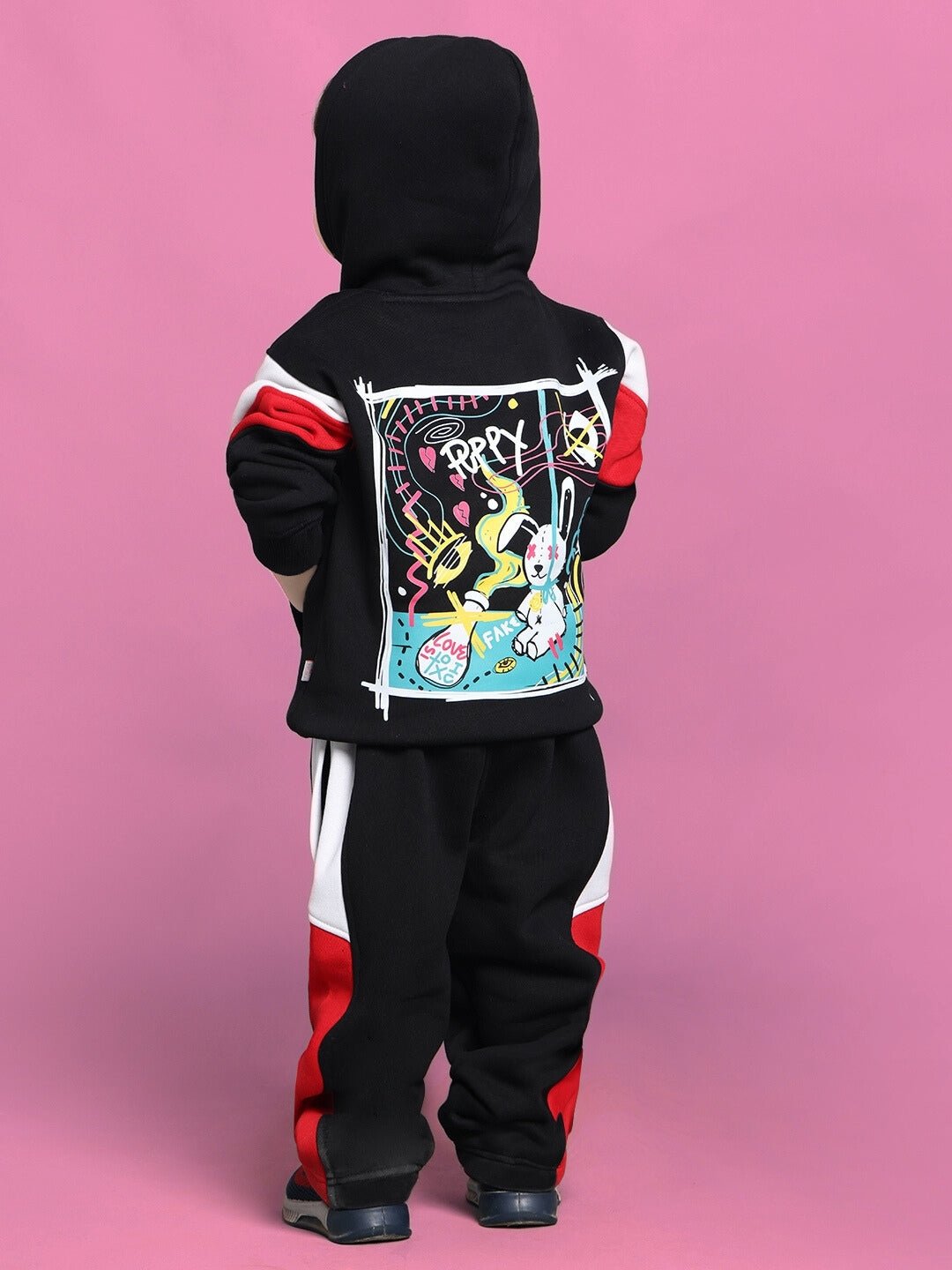 BEANIE FLEECE JOGGER FOR BOYS GIRLS BLACK - KIDS JOGGER