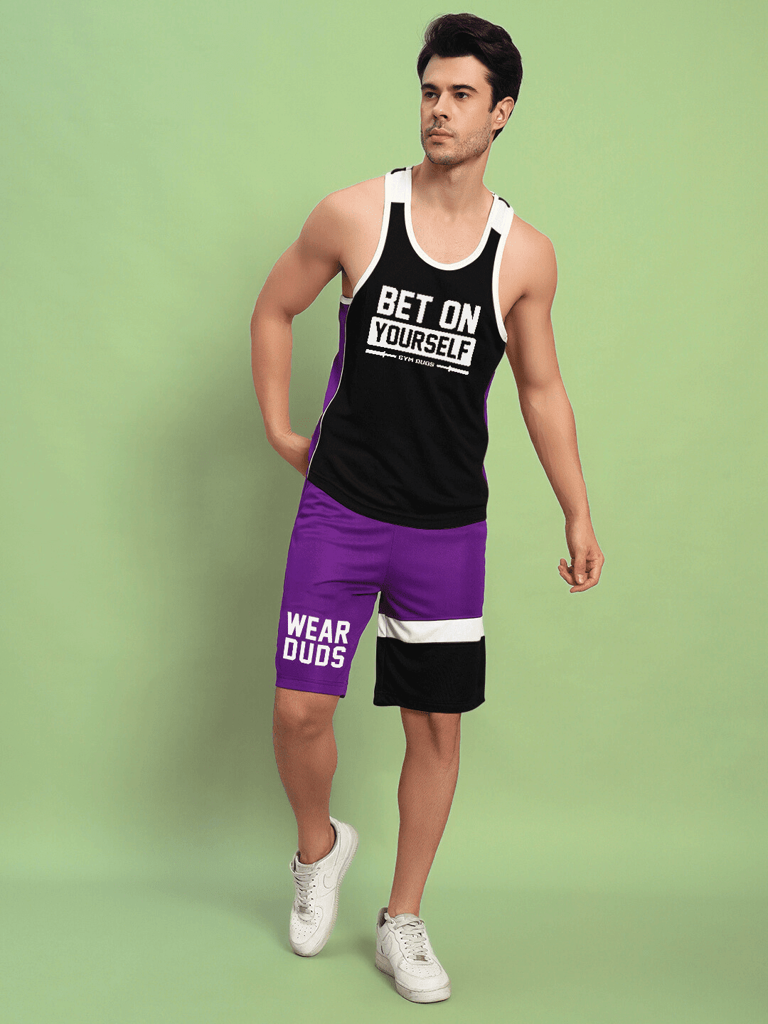 BET ON YOURSELF GYM CO - ORD SET BLACK PURPLE - CO - ORD SET