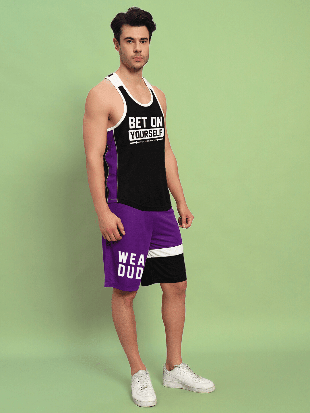 BET ON YOURSELF GYM CO - ORD SET BLACK PURPLE - CO - ORD SET