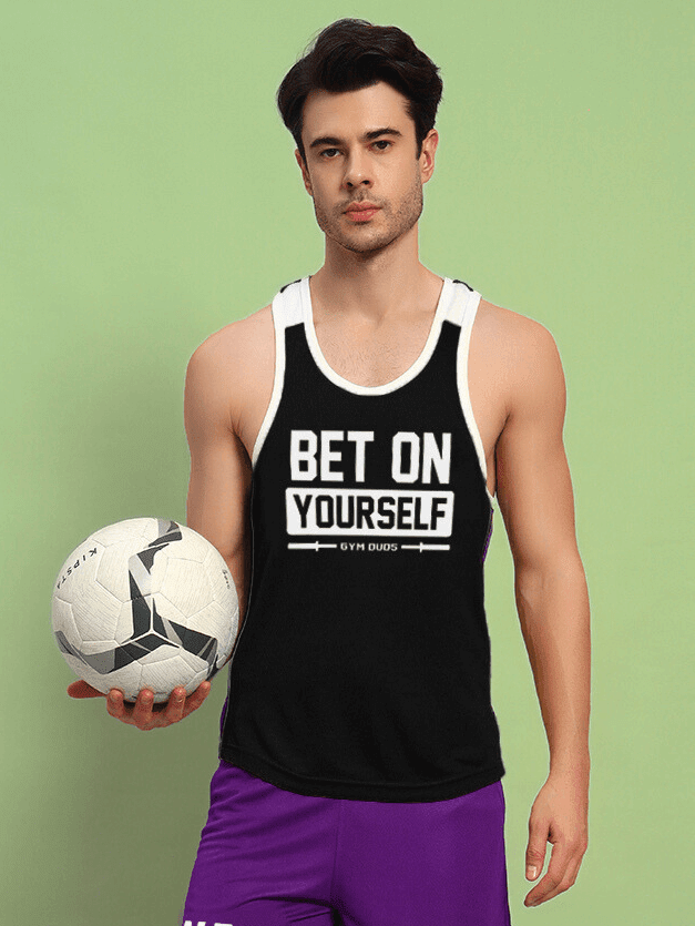 BET ON YOURSELF GYM T - SHIRT BLACK - Men's Sleeveless T-shirt