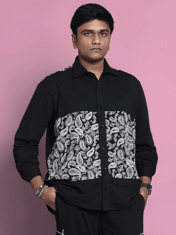 COVE COTTON TERRY SHIRTS BLACK BANDANA PRINT - JACKET