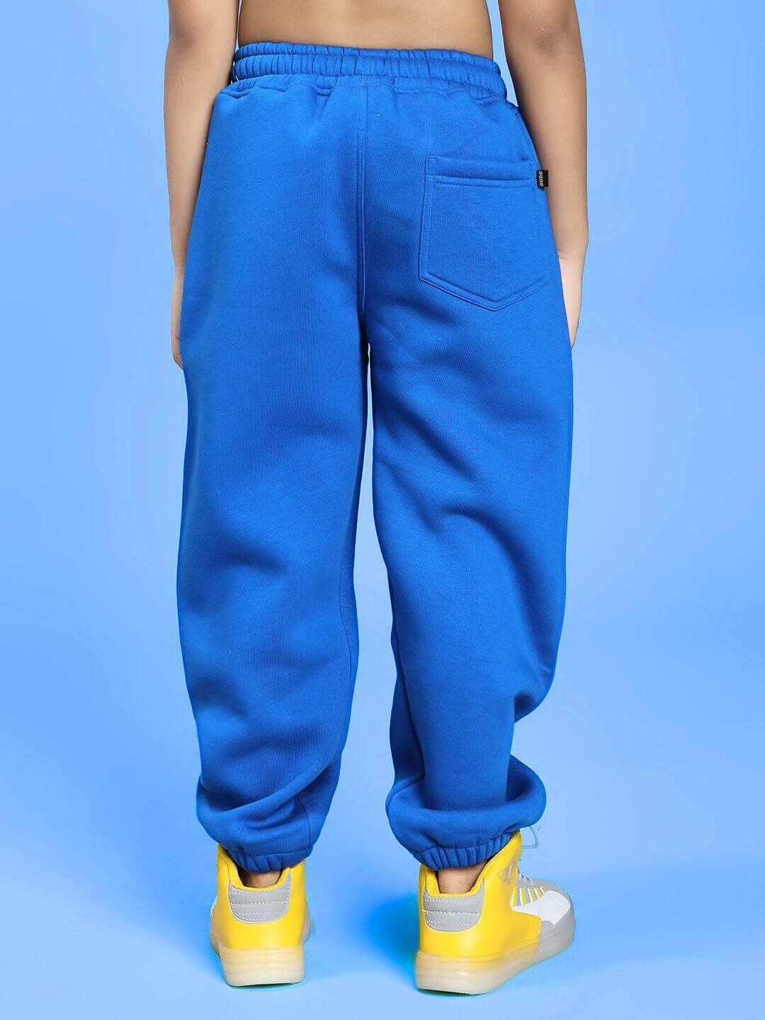 Rear view of BLUEY BINGO FLEECE JOGGER FOR BOYS AND GIRLS BLUE, featuring elastic waist and comfortable fit.