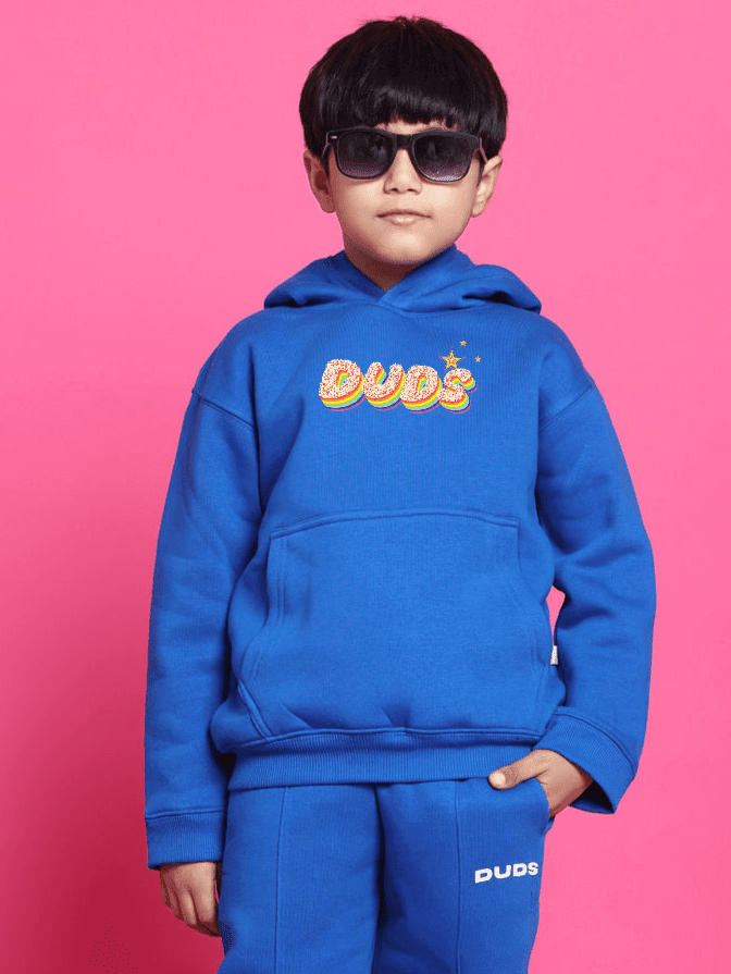 BORN TO SHINE OVERSIZED FLEECE HOODIE BOYS GIRLS BLUE - KIDS HOODIE