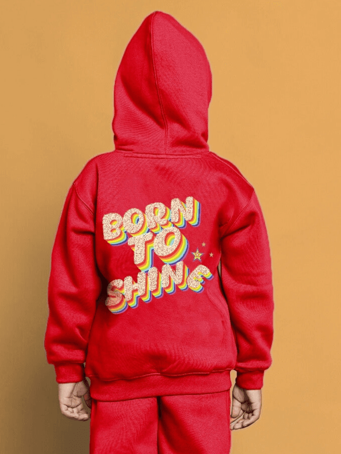 BORN TO SHINE OVERSIZED HOODIE BOYS & GIRLS RED - KIDS HOODIE