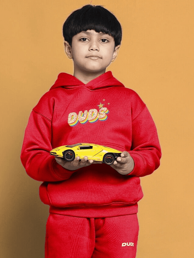 BORN TO SHINE OVERSIZED HOODIE BOYS & GIRLS RED - KIDS HOODIE