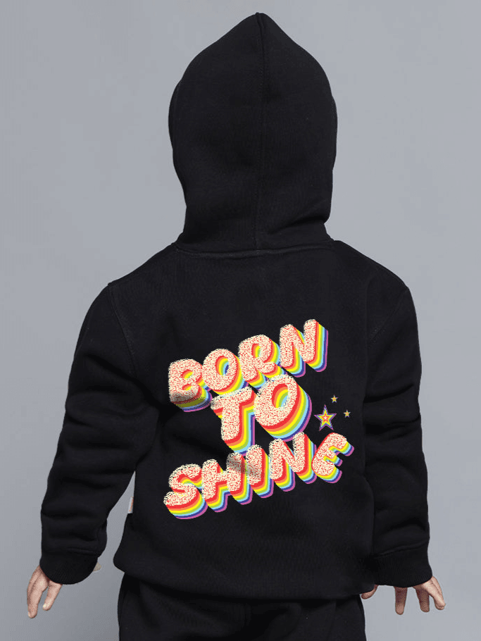 BORN TO SHINE OVERSIZED HOODIE BOYS GIRLS BLACK - KIDS HOODIE