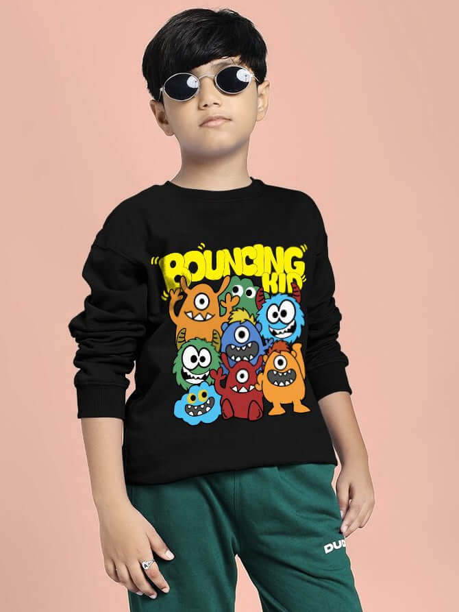 BOUNCING KID SWEATSHIRT FOR BOYS AND GIRLS BLACK - KIDS SWEATSHIRT