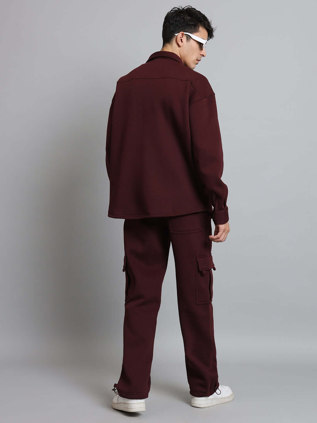 Maroon Overshirt-Cargo Pant Co-ord Set - Wearduds