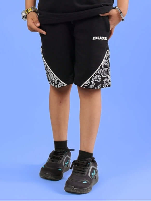 CALVIN SHORTS FOR BOYS & GIRLS BLACK featuring unique design by DUDS, custom fit option available, made to order with quality craftsmanship.