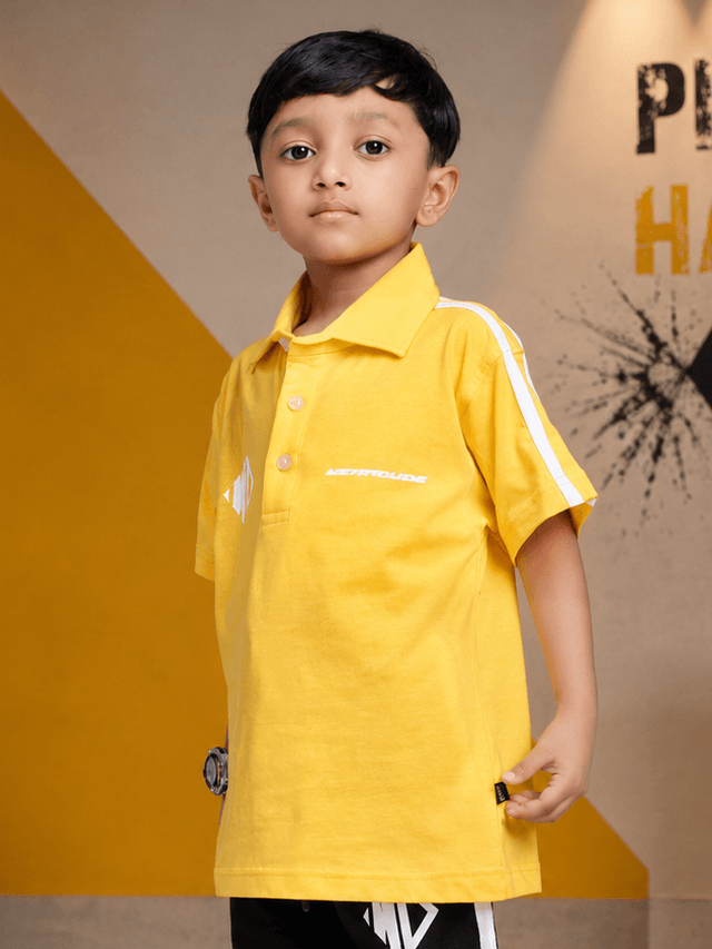 CHAMPION TRACK POLO T-SHIRT FOR BOYS GIRLS YELLOW