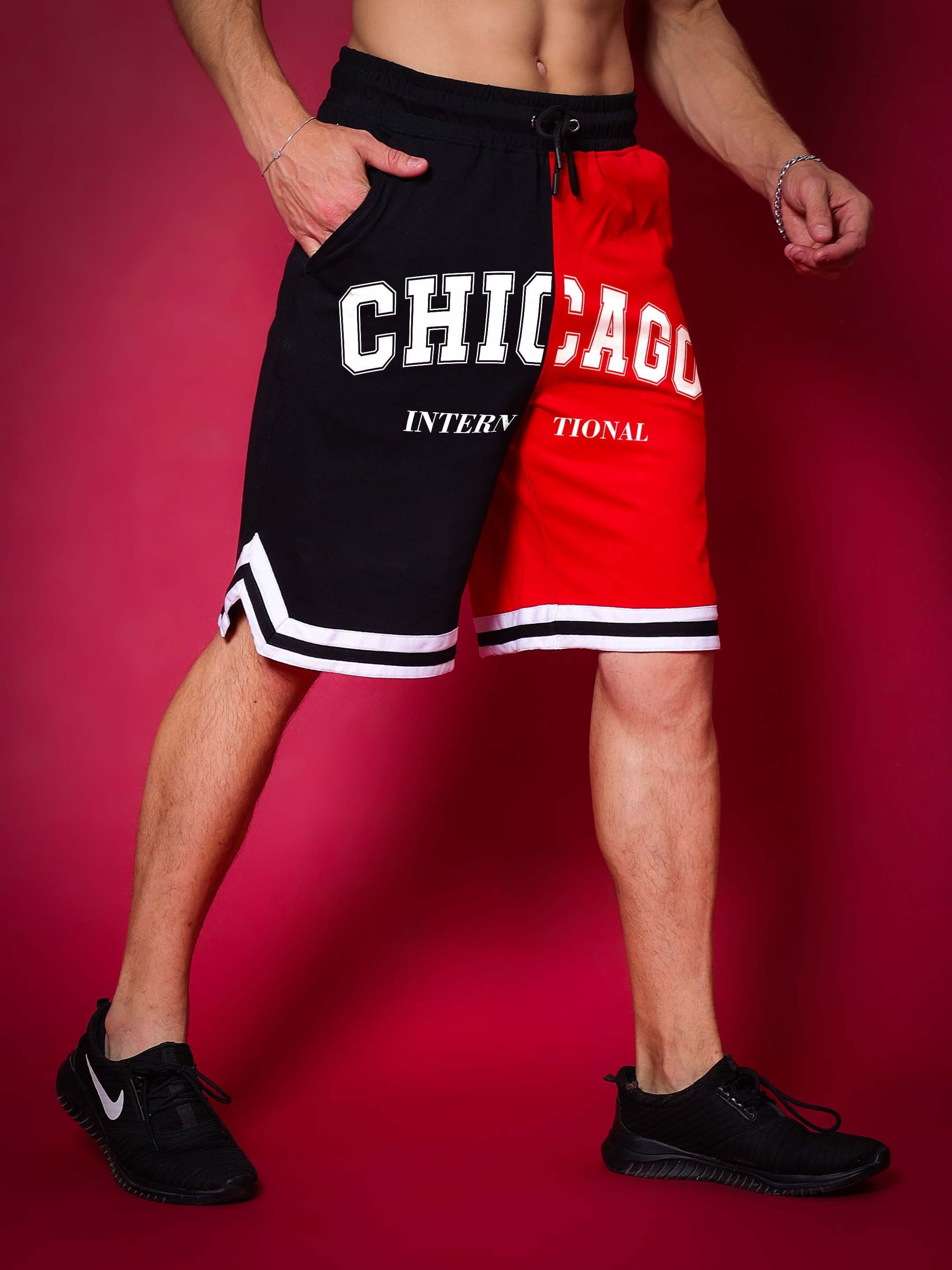 Chicago Regular Fit Shorts Red Black for stylish casual wear