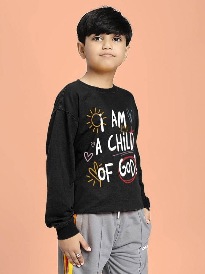 I AM A CHILD OF GOD SWEATSHIRT FOR BOYS AND GIRLS BLACK - KIDS SWEATSHIRT