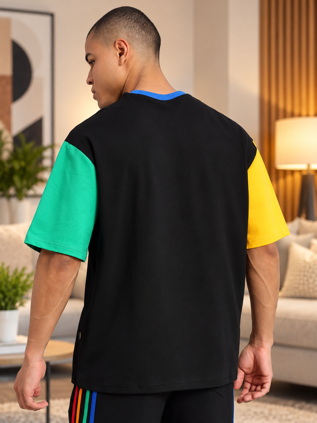 CHROMA COLOR BLOCKED OVERSIZED T-SHIRT BLACK