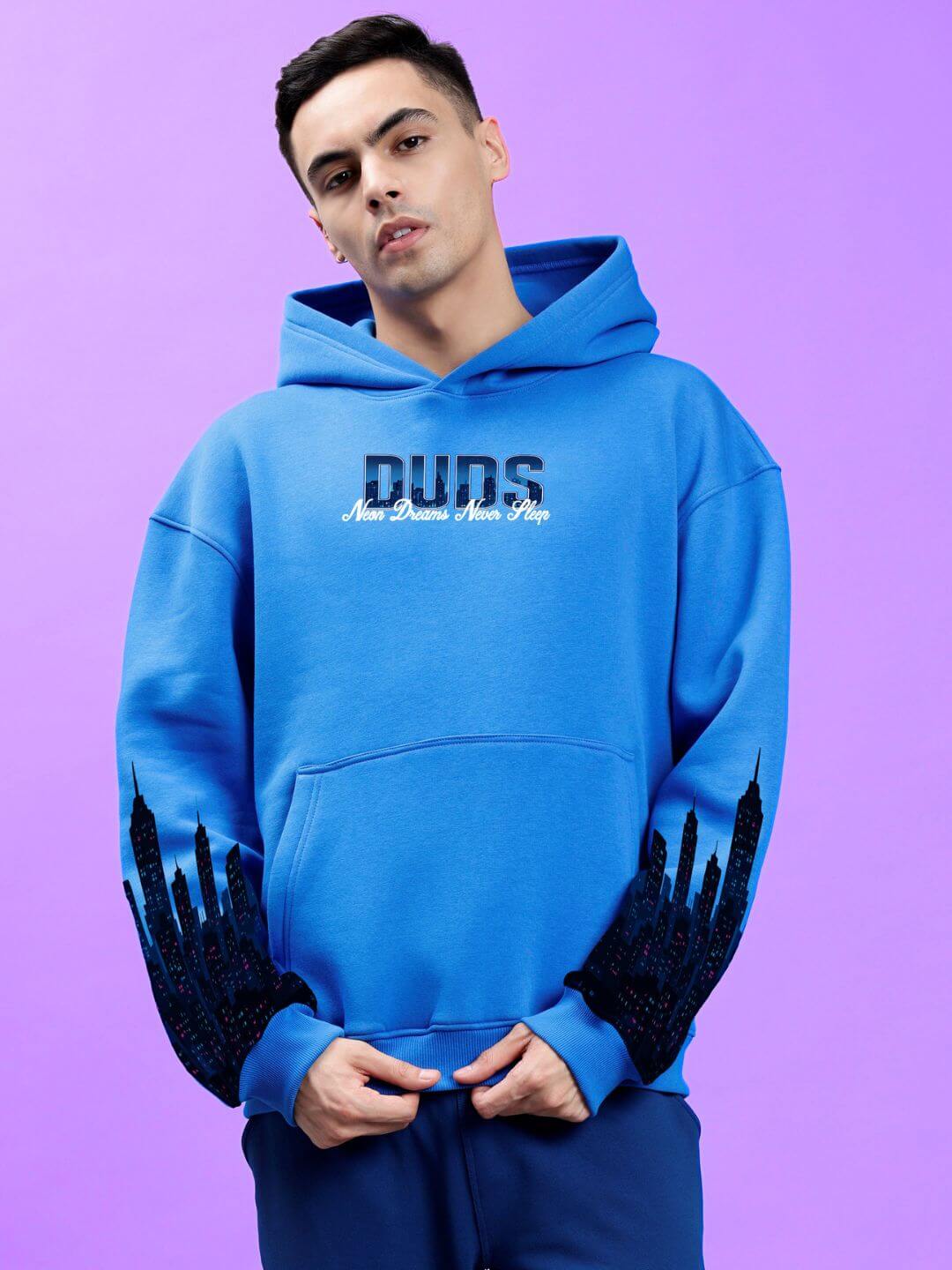 CITY OF DREAMS PRINTED HOODIE ROYAL BLUE - Hoodie
