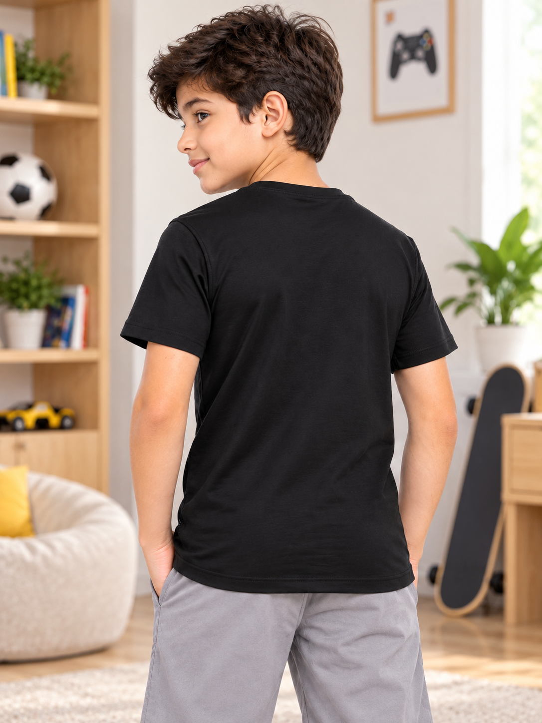 CLASSIC SLIM FIT T-SHIRT FOR BOYS GIRLS BLACK