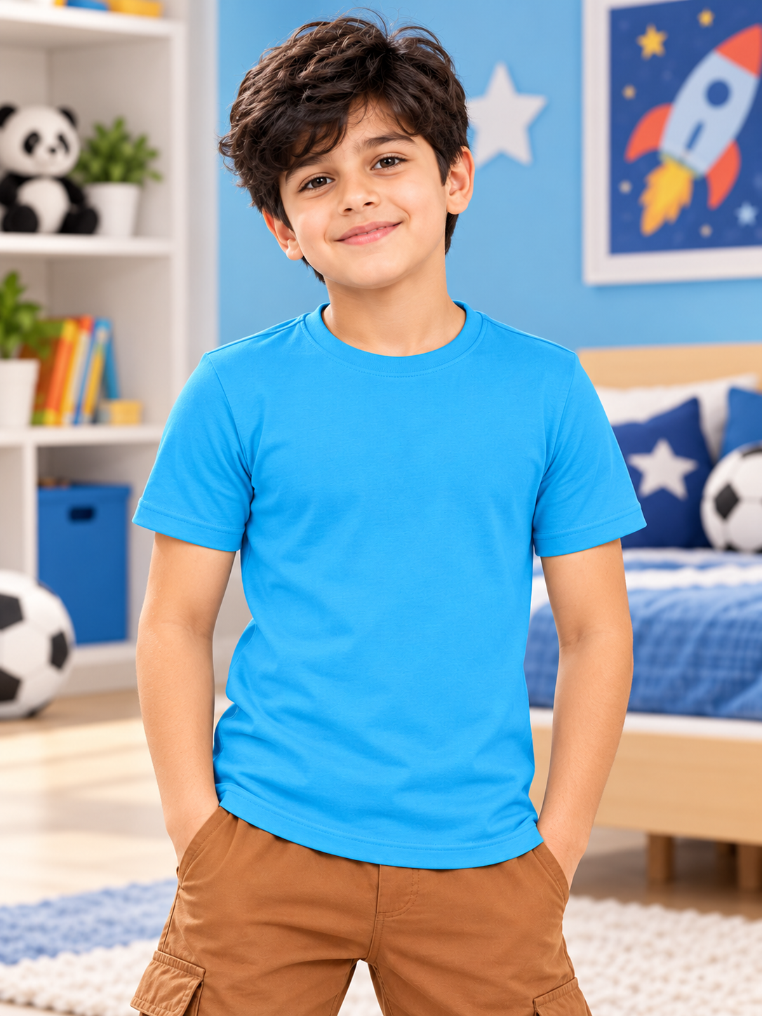 CLASSIC SLIM FIT T-SHIRT FOR BOYS GIRLS BLUE