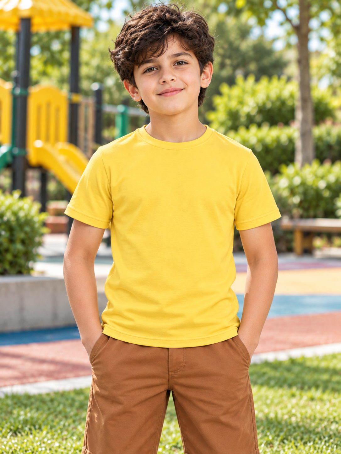 CLASSIC SLIM FIT T-SHIRT FOR BOYS GIRLS YELLOW