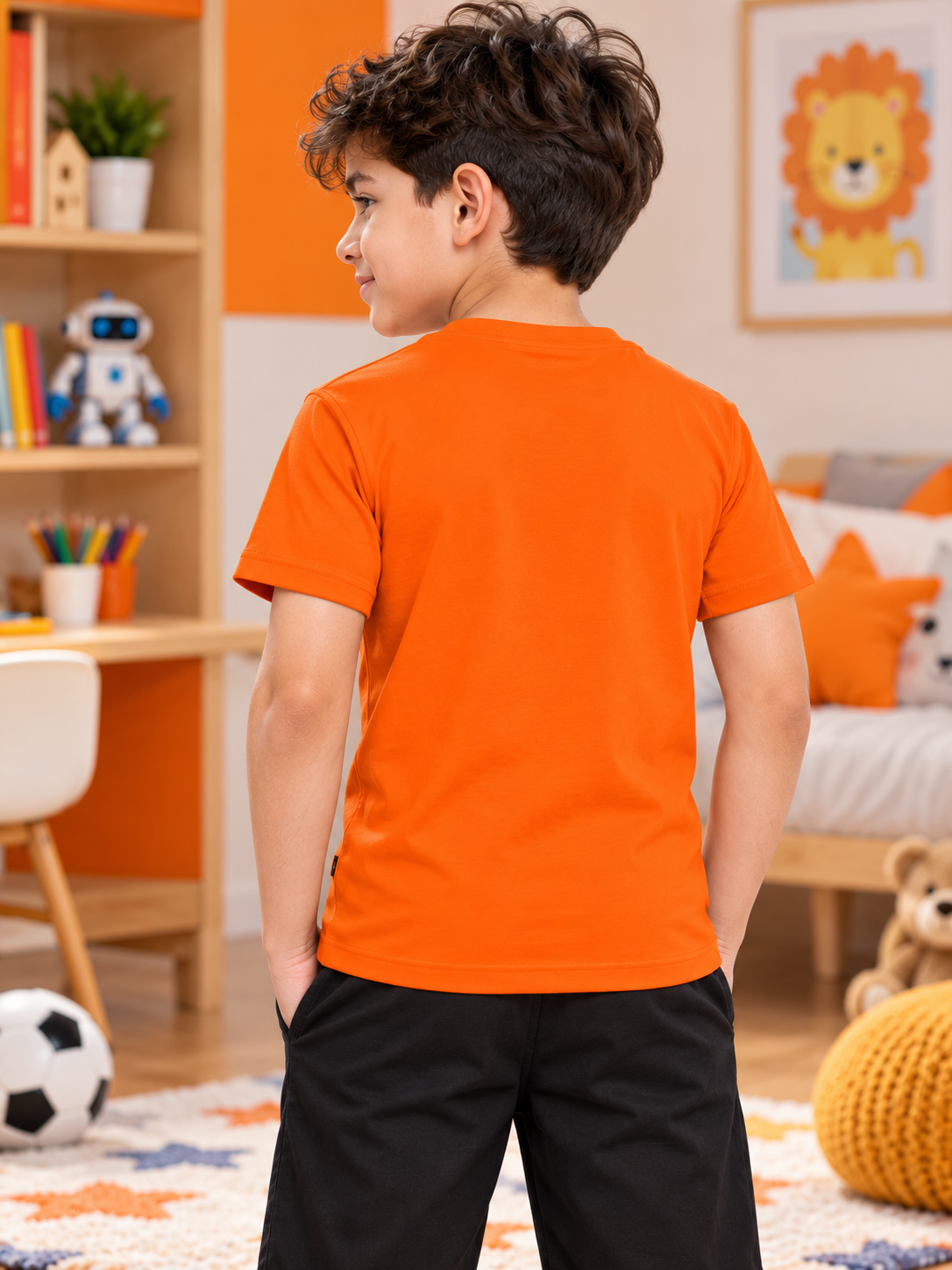 CLASSIC SLIM FIT T-SHIRT FOR BOYS GIRLS ORANGE