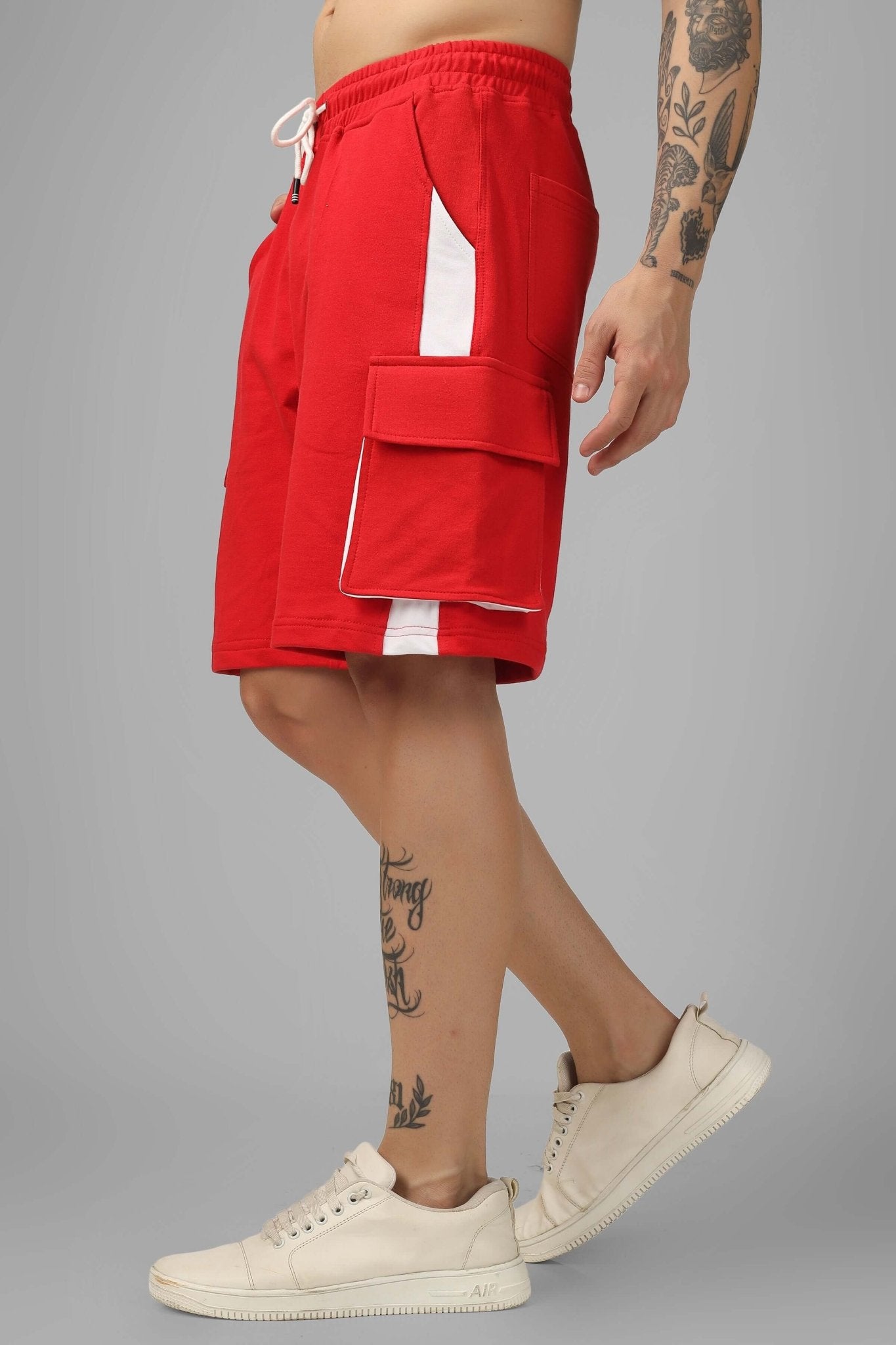 CONTRA REGULAR FIT CARGO SHORTS RED WHITE - SHORTS