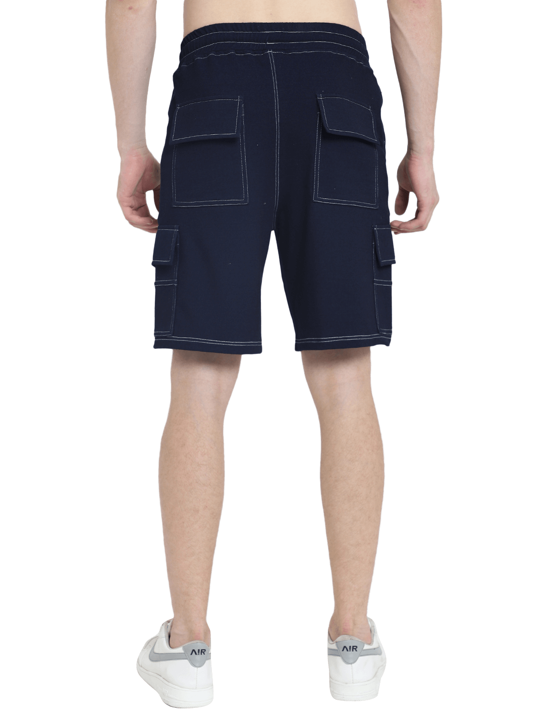 Contrast Stitch Carpenter Denim Shorts (Blue) - Wearduds