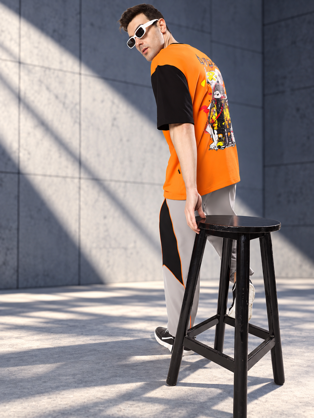 COOL TEDDY OVERSIZED T-SHIRT ORANGE BLACK