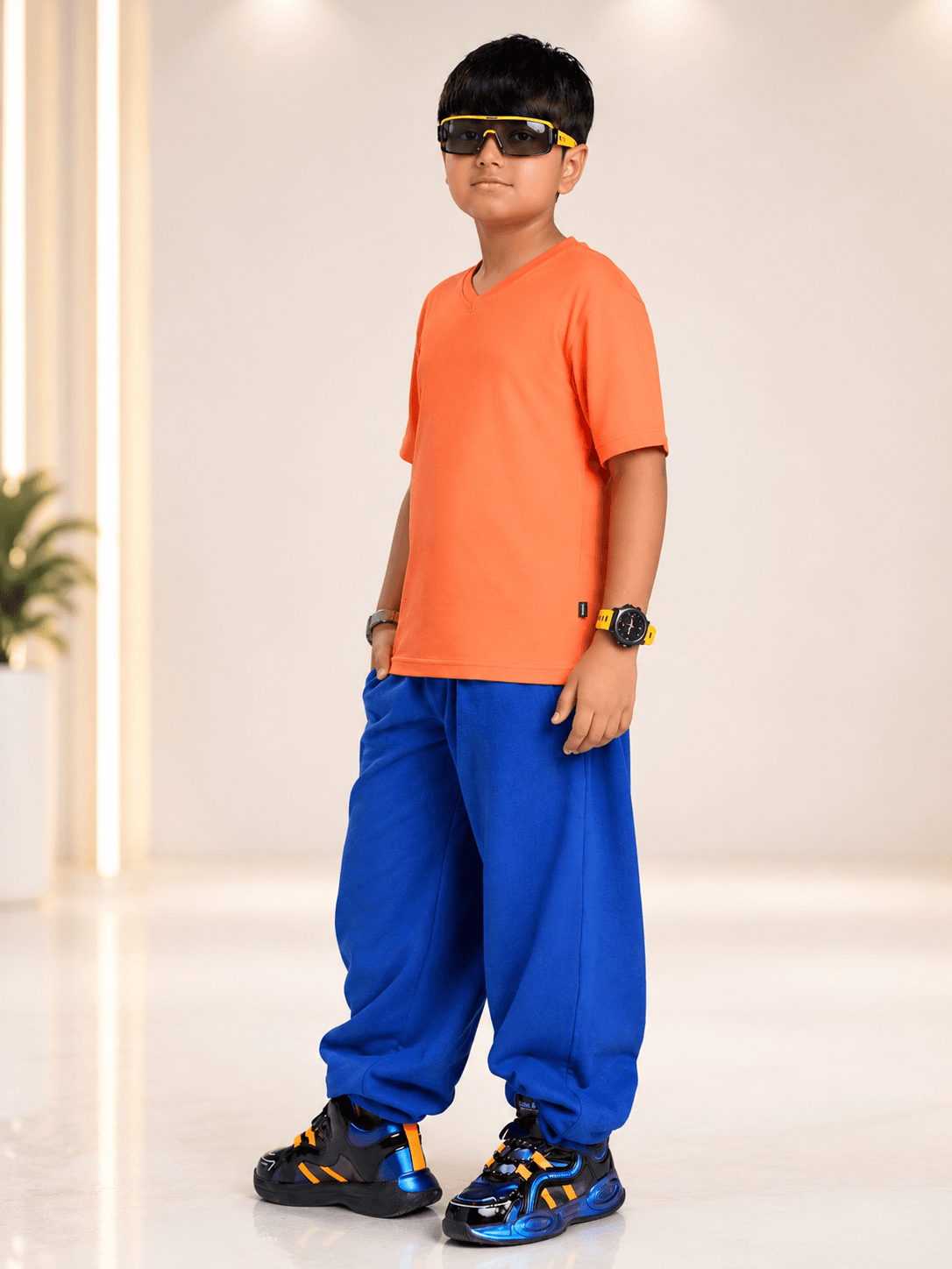 COOLFIT CO-ORD FOR BOYS GIRLS ORANGE BLUE - Trendy kids outfit in vibrant orange and blue.