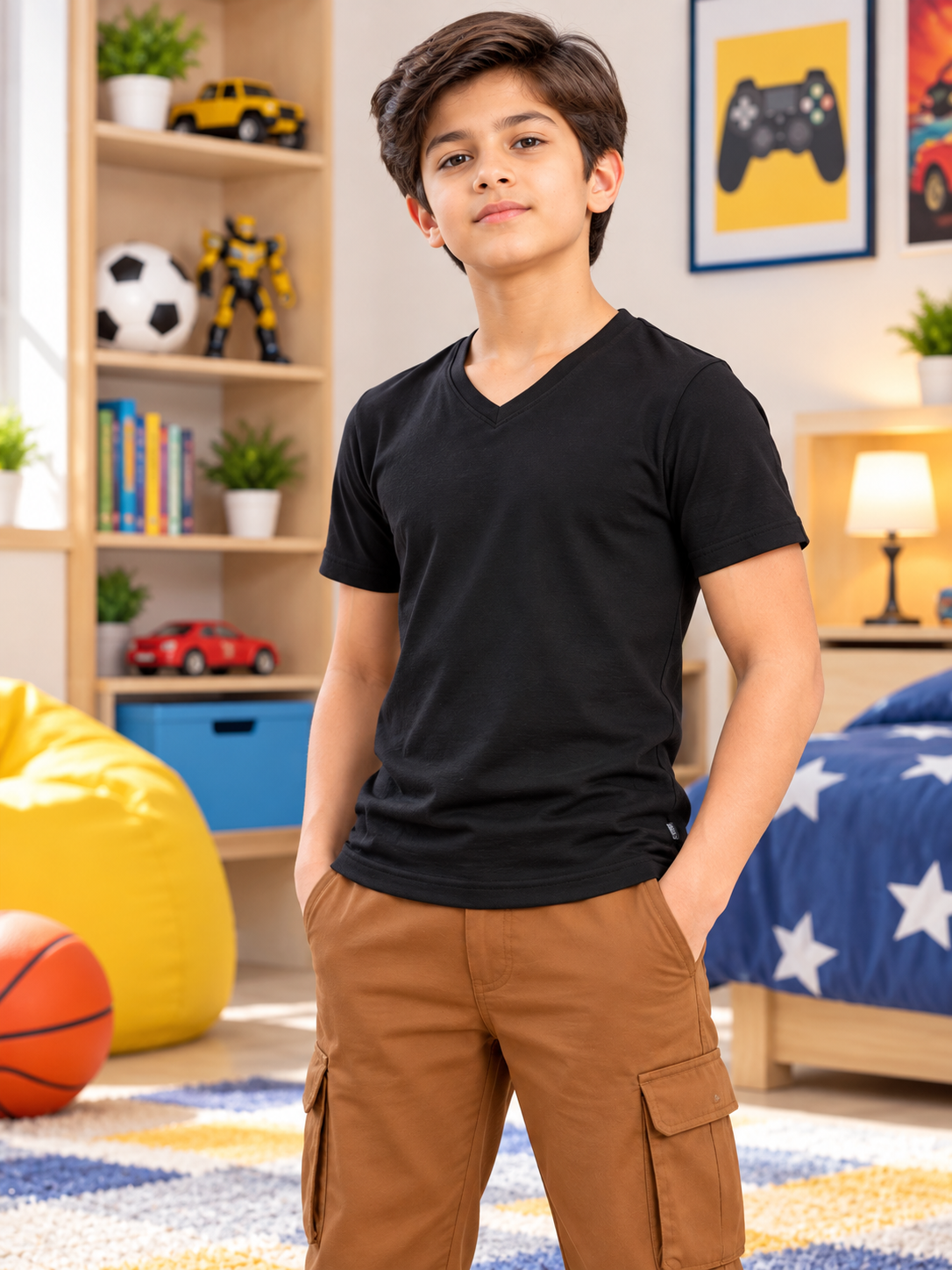 CORE SHORT REGULAR FIT T-SHIRT FOR BOYS GIRLS BLACK