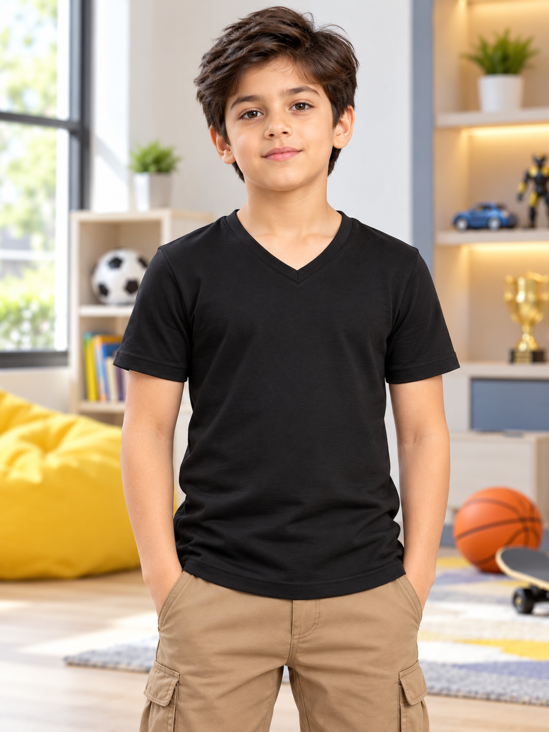 CORE SHORT REGULAR FIT T-SHIRT FOR BOYS GIRLS BLACK